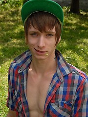 Pierced emo boy has adult casting at the backyard - Gay boys pics at Twinkest.com