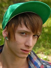 Pierced emo boy has adult casting at the backyard - Gay boys pics at Twinkest.com