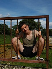 Small twink guy posing naked outdoors - Gay boys pics at Twinkest.com