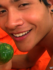 Ruy goes for the thicker cucumber and fuck his hairy Asian ass - Gay boys pics at Twinkest.com