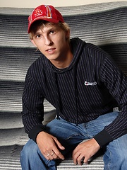 Blond twink Abner shows his big uncut cock - Gay boys pics at Twinkest.com