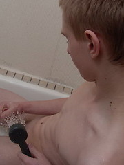 Foxxx - yummy blond lad poses in shower in white see-through briefs and wanks off - Gay boys pics at Twinkest.com