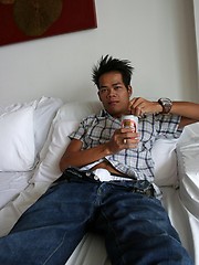 16 photos of a cute Asian boy sipping beer before guzzling cum - Gay boys pics at Twinkest.com