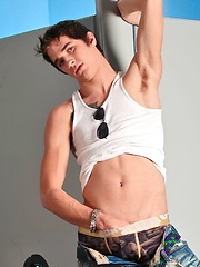 Young  brunette boy Axel Wolf plays with her dildo and sucks himself - Gay boys pics at Twinkest.com