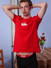 Lawrence pulls his boxers down and reverse grips his cock. - Gay boys pics at Twinkest.com