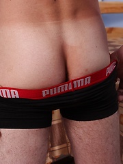 Lawrence pulls his boxers down and reverse grips his cock. - Gay boys pics at Twinkest.com