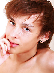 Sexy brown-haired twink boy solo pics