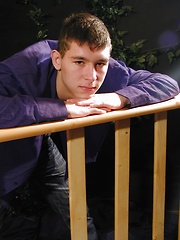 Bart strokes his uncut cock in this artistic scene.